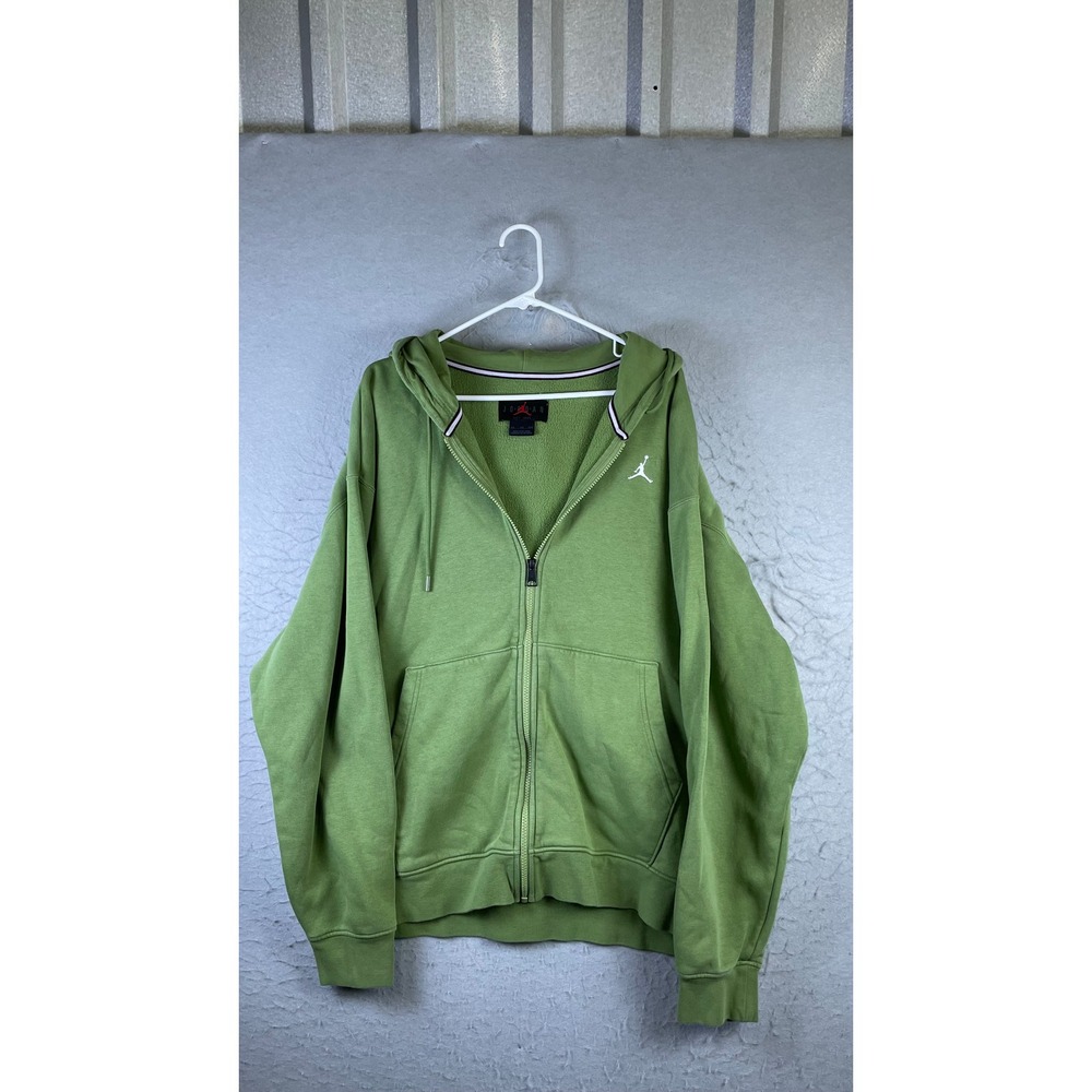 Jordan Zip Up Hoodie Mens XXL Green Excellent Fleece Jumpman Logo Sweatshirt